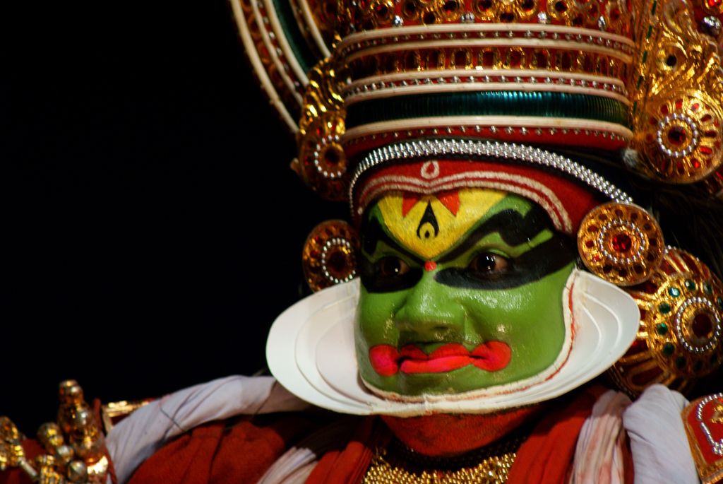 Photograph of a kathakali performer in bodypaint Kerala India 