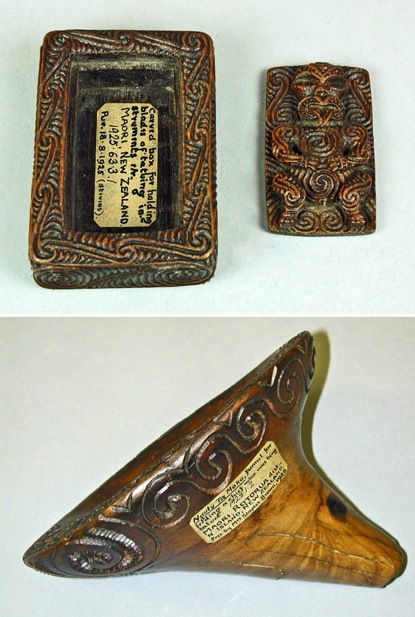 [b]Top:[/b] Purchased from Stevens Auction Rooms in 1925; 1925.63.3[br][b]Bottom:[/b] Collected and donated by Maggie Papakura (Makereti) in 1928; 1928.1.2