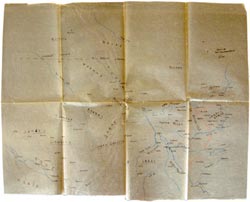 Map of rivers, places and peoples around Fort Archambault on the Chari River, Chad.