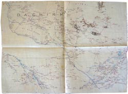 Map of the Fort Archambault and Baguirmi regions of southern Chad, copied from a published map and annotated by Hottot during the expedition.