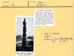 1965.5.1.408 Stone signpost at Wroxton, Oxfordshire. Cutting from Country Life c. 1951.