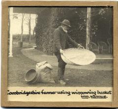 1903.44.2 Man using a winnowing basket, Cambridge. Photo purchased from Francis Darwin.