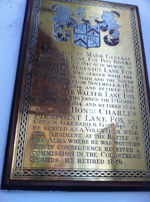 Brass plate memorial, Tollard Royal Church September 2011