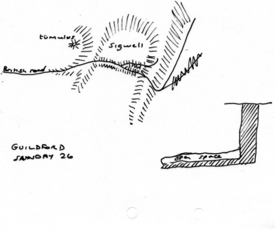 Illustration from letter dated 'Guildford Sunday 26'