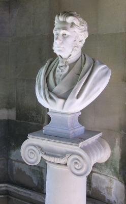 Pitt-Rivers' bust at Larmer Gardens, May 2012 [Photo by Rachel McGoff]