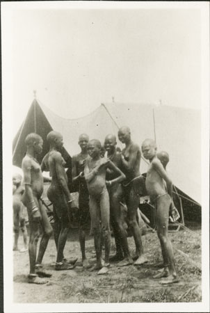 Nuer girls outside Evans-Pritchard's tent
