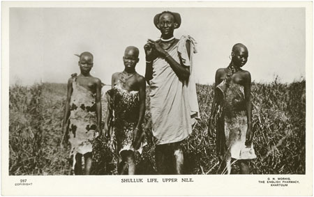 Shilluk man and girls