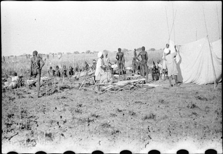 Nuer porters at camp