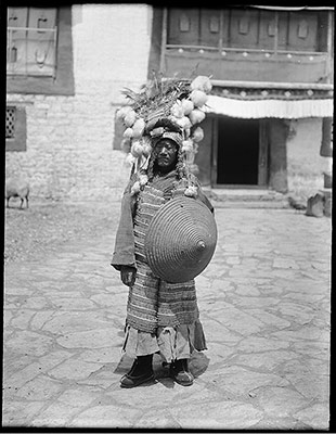 Tibetan foot soldier with old style armour and shield