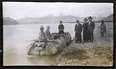 Harry Staunton in a coracle leaving Lhasa, Sept 1 1940