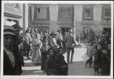 Members of Mission in street in Lhasa near Barkhor