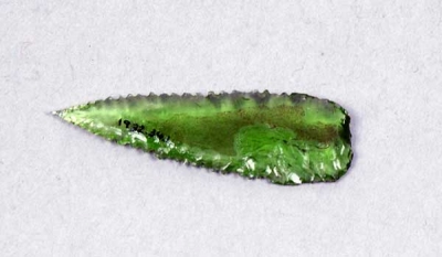 Green glass spear head (1932.34.1)