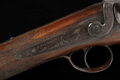 Close-up of the Durs Egg shotgun's trigger and stock