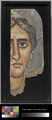Painted wood mummy portrait of woman. Yale University Art Gallery, R.E. White Fund, 2011.102.1 