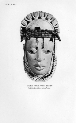 Ivory face from Benin (Plate XXI, 'The Pitt-Rivers Museum, Farnham')