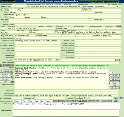 Collections database 'objects prm' 2010