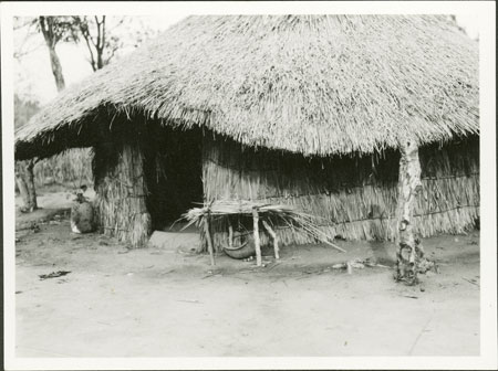 Zande hut with 'theft medicine'